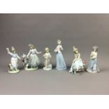 A LOT OF SIX LLADRO FIGURES OF GIRLS