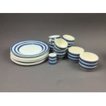 A CORNISH WARE STYLE BLUE AND WHITE STAFFORDSHIRE BREAKFAST SET