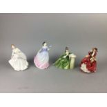 A ROYAL DOULTON FIGURE OF 'SECRET THOUGHTS' AND THREE OTHERS