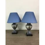 A PAIR OF JAPANESE CRACKLE GLAZE TABLE LAMPS