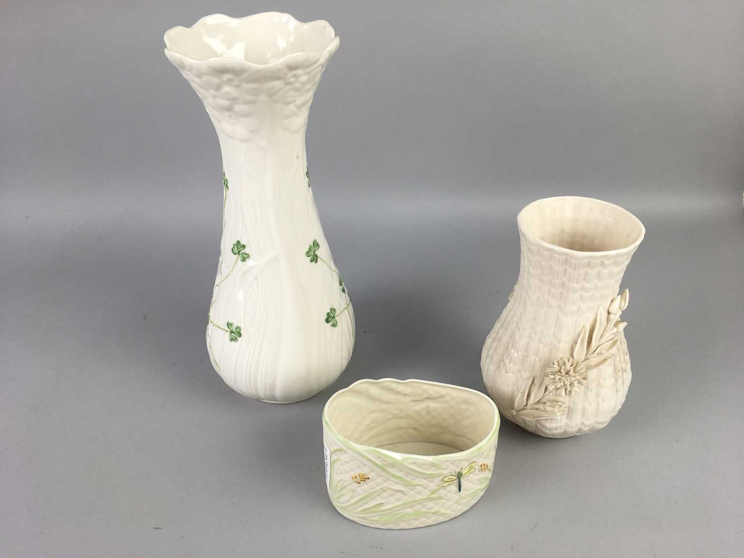 A LOT OF THREE BELLEEK VASES AND A ROYAL TUSCAN COFFEE SERVICE - Image 2 of 2