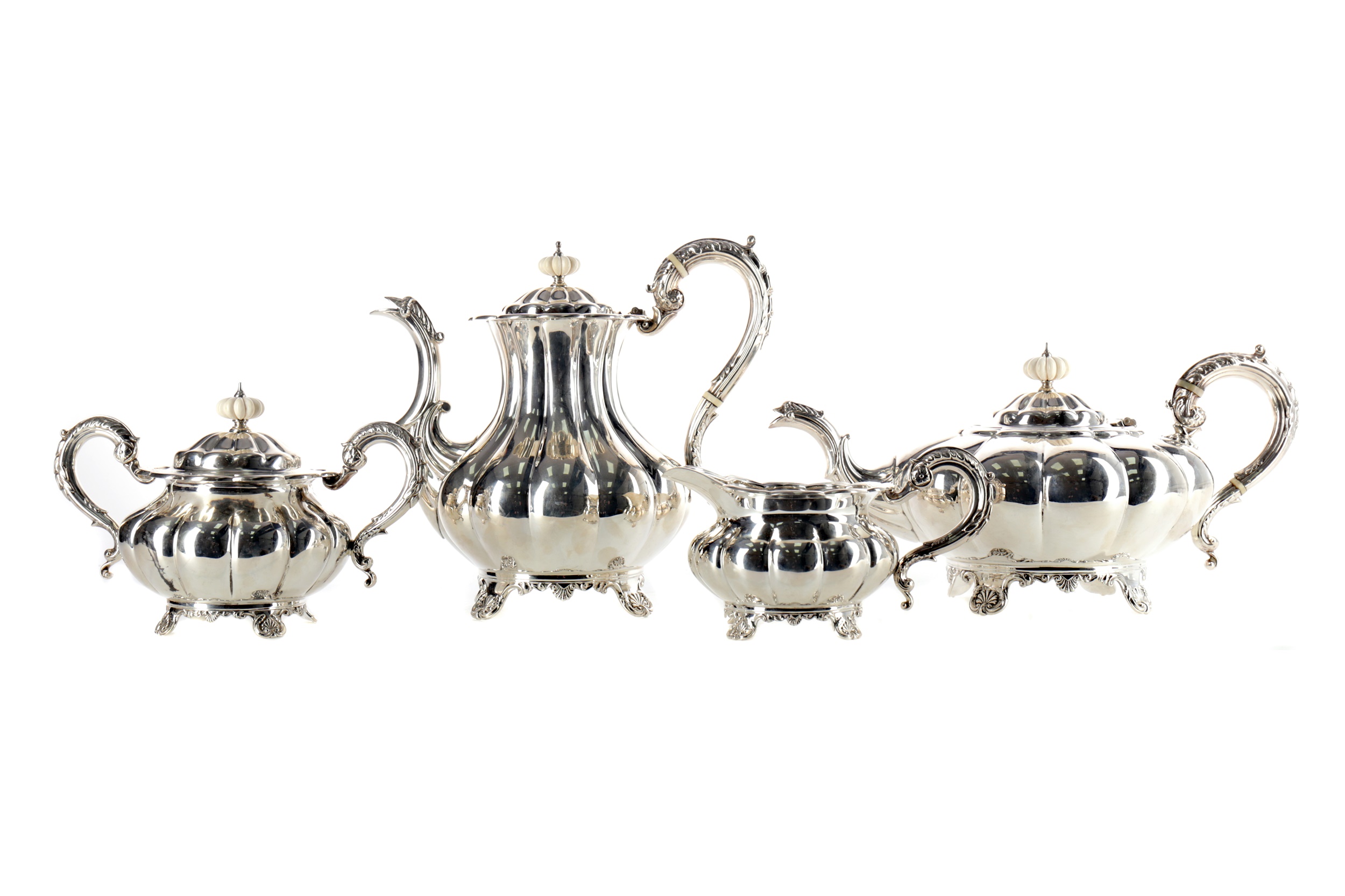 AN ELIZABETH II SILVER FOUR PIECE TEA SERVICE