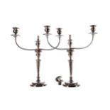 A PAIR OF 19TH CENTURY SILVER PLATED CANDELABRA