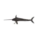 A WHITE METAL ARTICULATED SWORDFISH