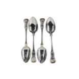 A COMPOSITE SET OF TWELVE 19TH CENTURY SILVER KING'S PATTERN DESSERT SPOONS