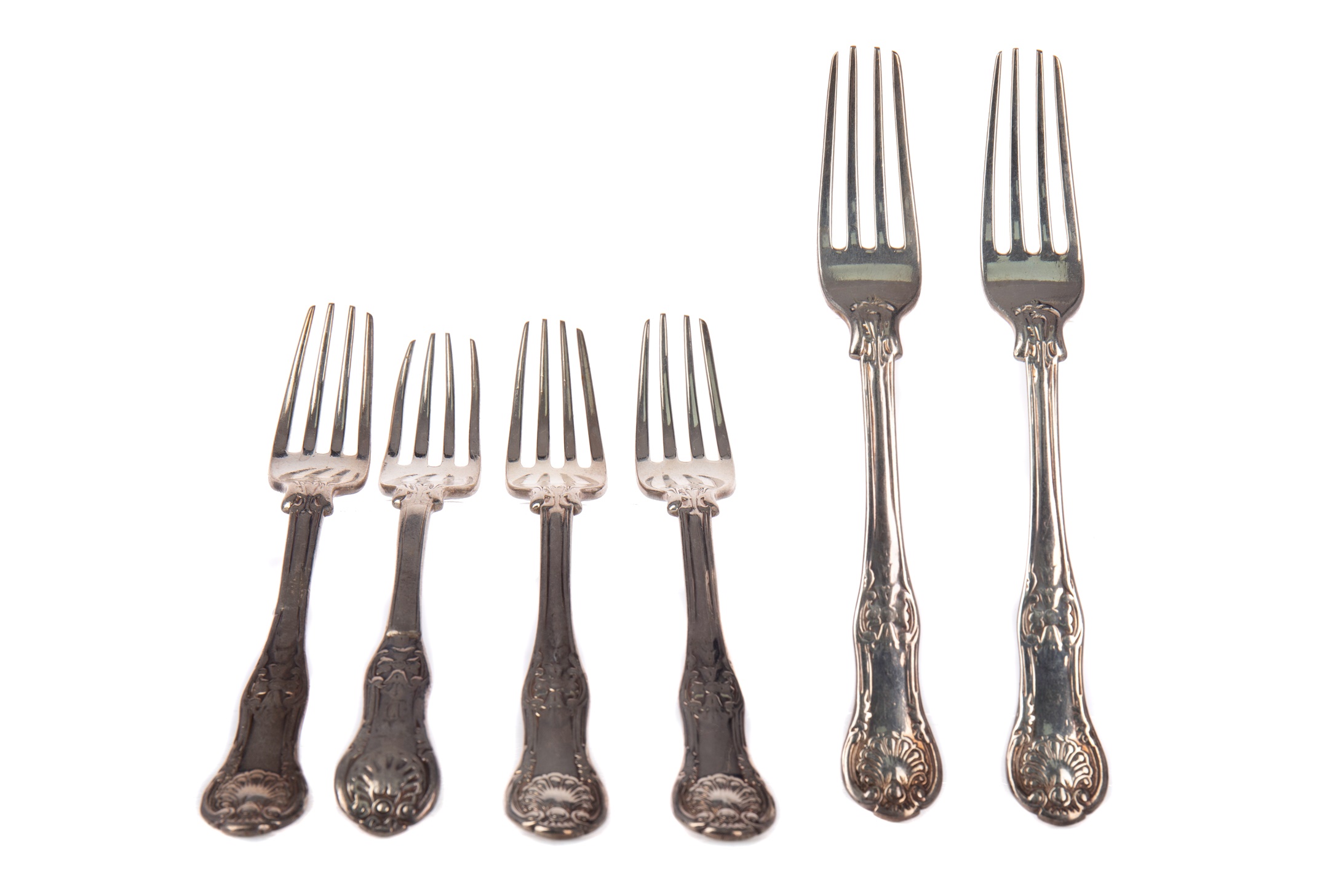 A SET OF SIX WILLIAM IV SILVER DESSERT FORKS