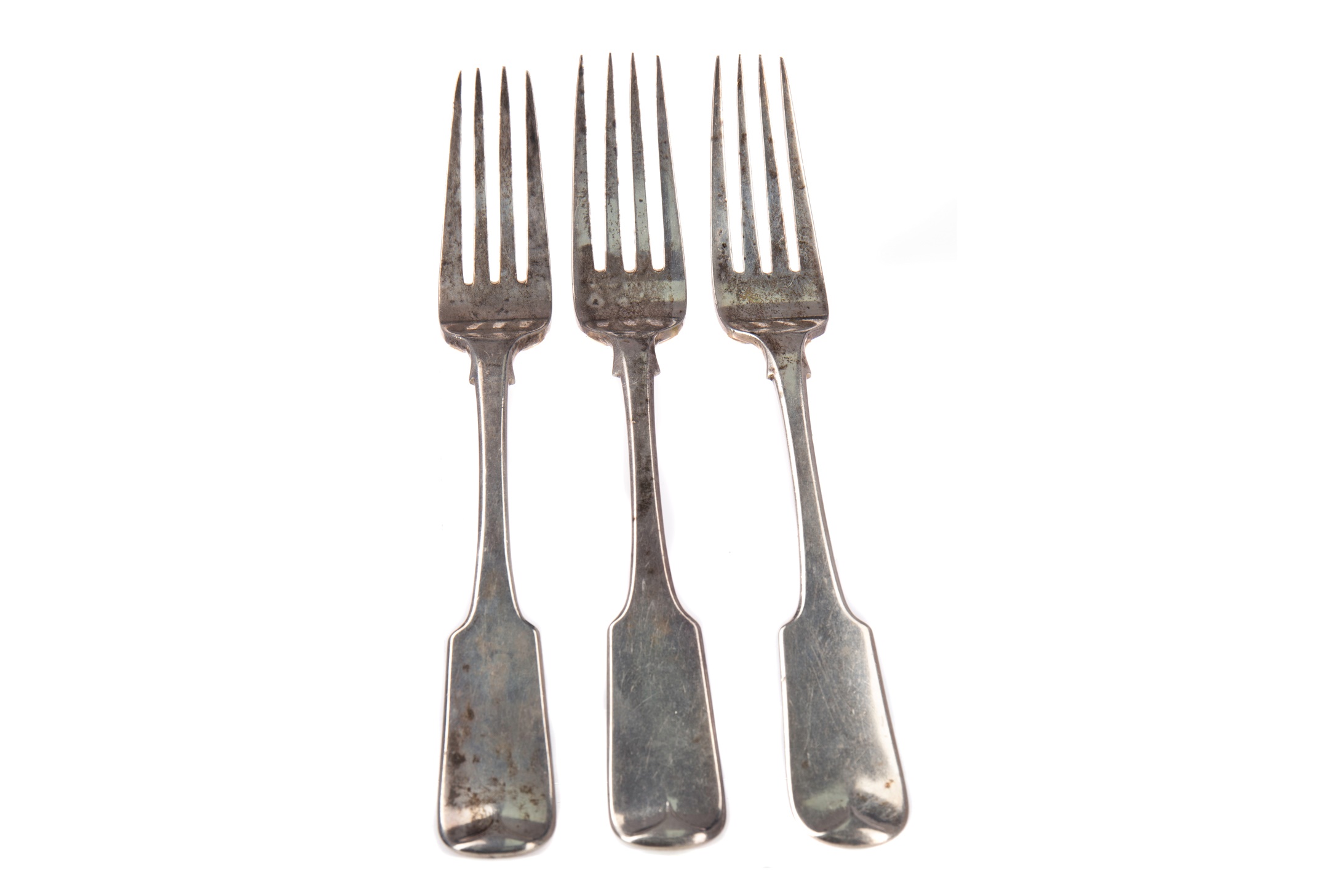 THREE GEORGE IV IRISH SILVER ‘GRAND JURY’ TABLE FORKS