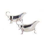 A PAIR OF GEORGE V SILVER SAUCE BOATS