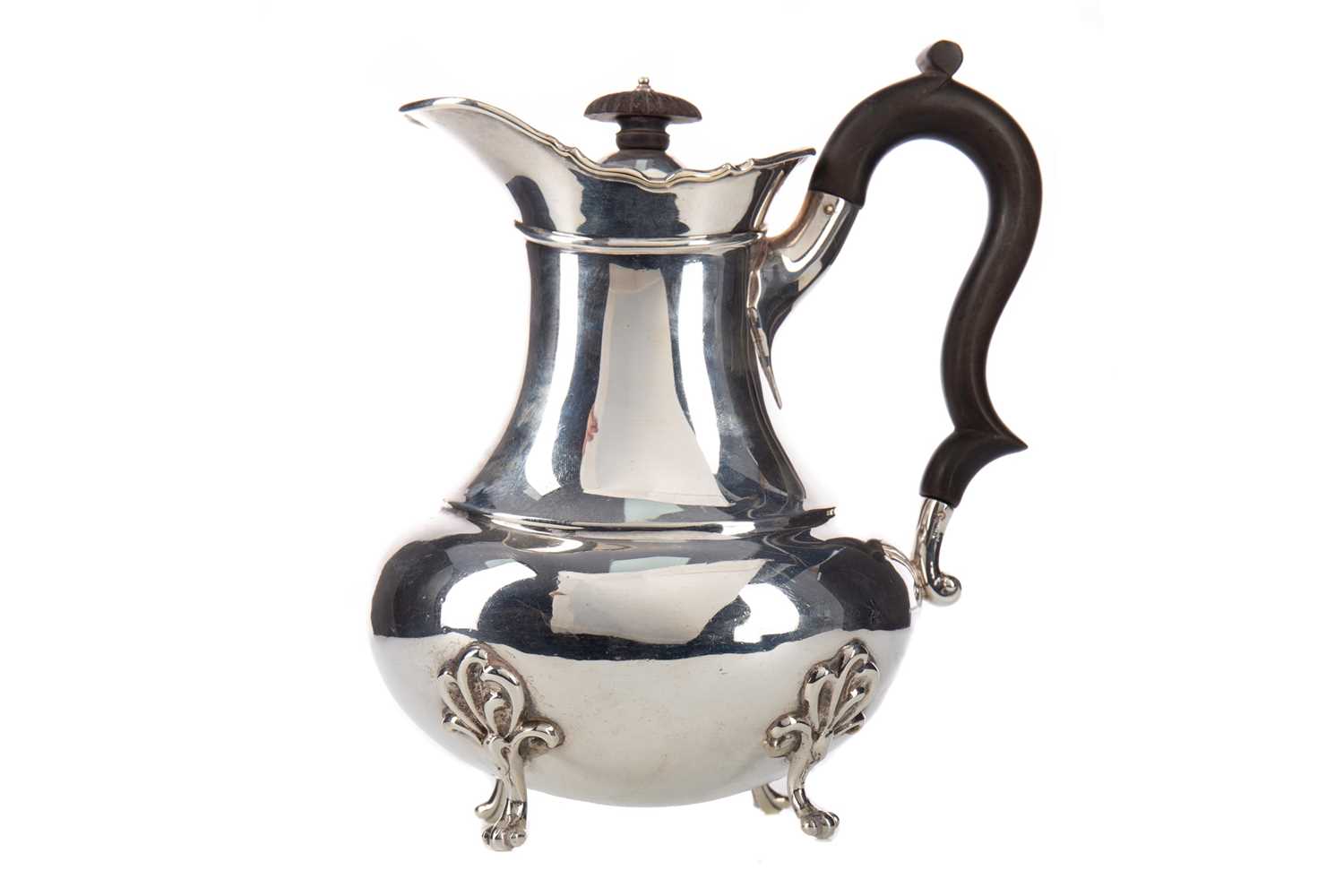 A GEORGE V SILVER OVAL HOT WATER POT