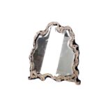 A SILVER FRAMED DRESSING TABLE MIRROR