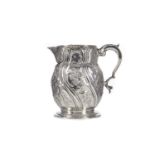 A GEORGE II SILVER BEER JUG