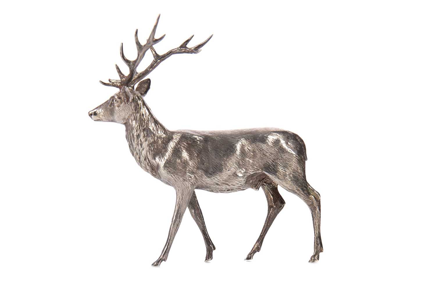 A FINELY MODELLED ELIZABETH II SILVER STAG