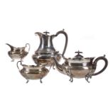 A GEORGE V FOUR PIECE SILVER TEA SERVICE