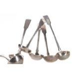 SEVEN 19TH CENTURY SCOTTISH SILVER SAUCE LADLES