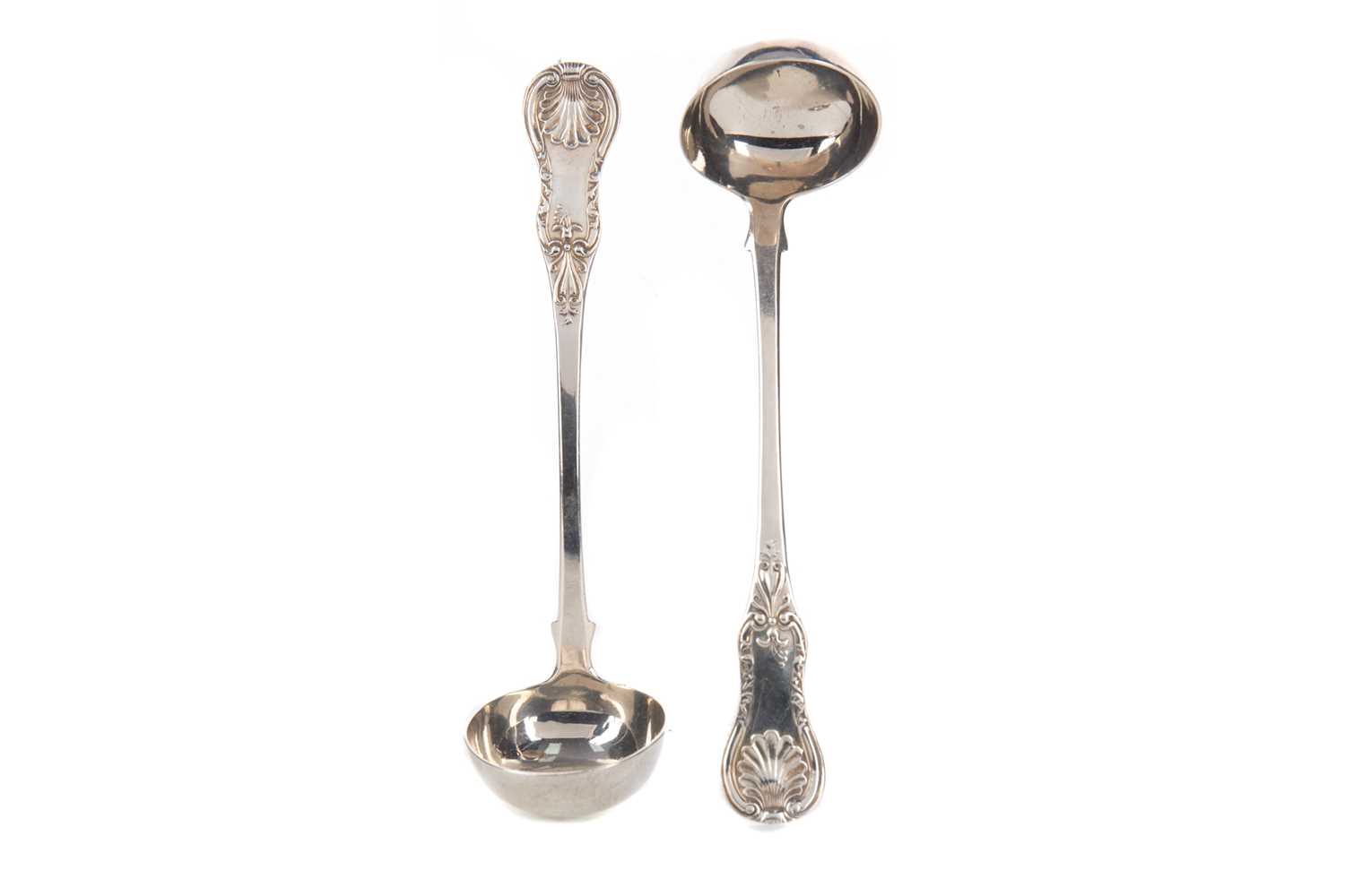 A PAIR OF WILLIAM IV SCOTTISH SILVER TODDY LADLES