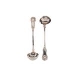 A PAIR OF WILLIAM IV SCOTTISH SILVER TODDY LADLES