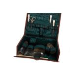 A VICTORIAN TRAVELLING DRESSING TABLE SET