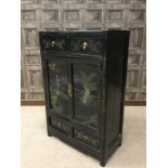 AN EARLY 20TH CENTURY CHINESE PAINTED AND LACQUERED CABINET