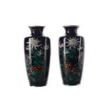 A PAIR OF EARLY 20TH CENTURY JAPANESE CLOISONNE ENAMEL VASES