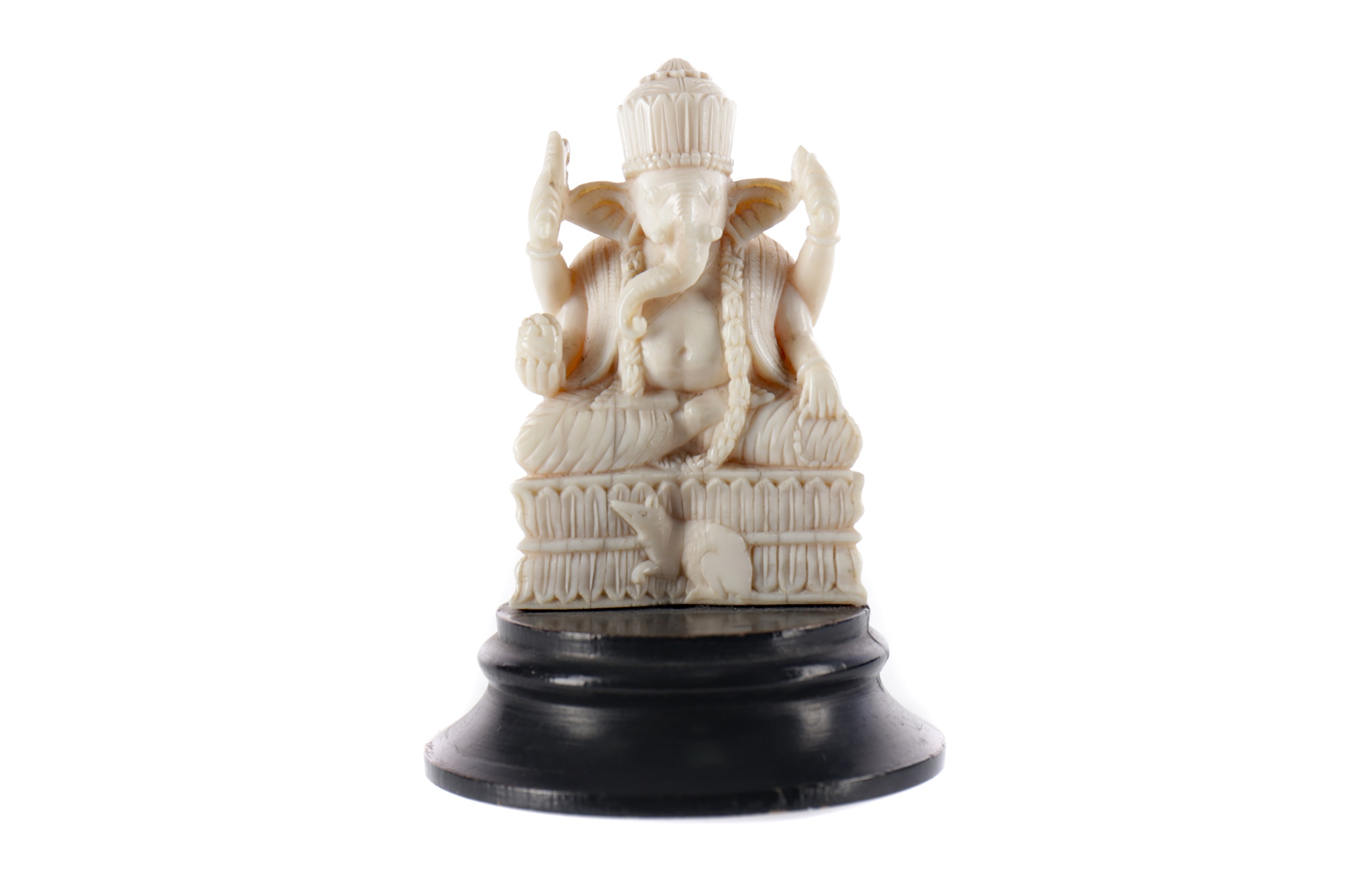 A LATE 19TH/EARLY 20TH CENTURY INDIAN CARVED IVORY FIGURE OF SHIVA