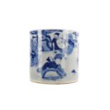 A 20TH CENTURY CHINESE BLUE AND WHITE BRUSH POT