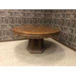 A 20TH CENTURY CHINESE CIRCULAR TABLE AND EIGHT CHAIRS