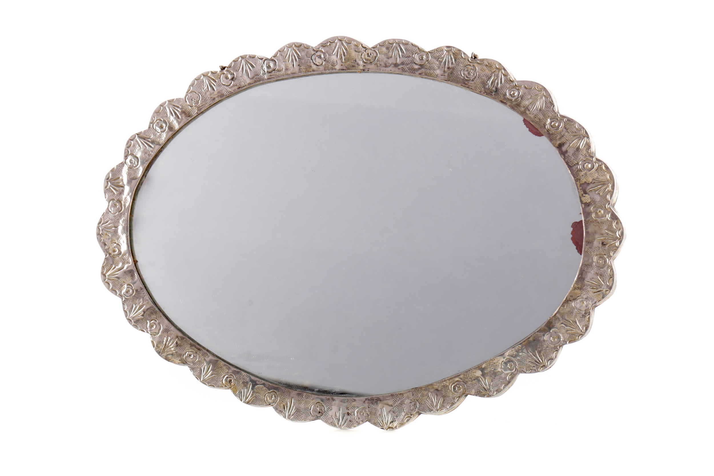 AN INDIAN WHITE METAL WALL MIRROR - Image 2 of 2