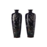 A PAIR OF EARLY 20TH CENTURY JAPANESE CLOISONNE ENAMEL VASES