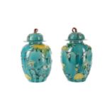 A PAIR OF LATE 19TH/EARLY 20TH CENTURY CHINESE LIDDED VASES