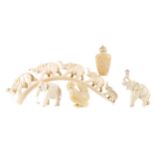 A LOT OF EARLY 20TH CENTURY IVORY CARVINGS