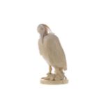 A JAPANESE IVORY CARVING OF A HERON