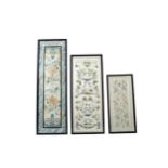 A LOT OF THREE 19TH CENTURY CHINESE EMBROIDERED PANELS