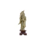 A 20TH CENTURY CHINESE SOAPSTONE FIGURE OF SHAO LAO