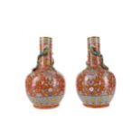 A PAIR OF LATE 19TH CENTURY CHINESE BOTTLE SHAPED VASES