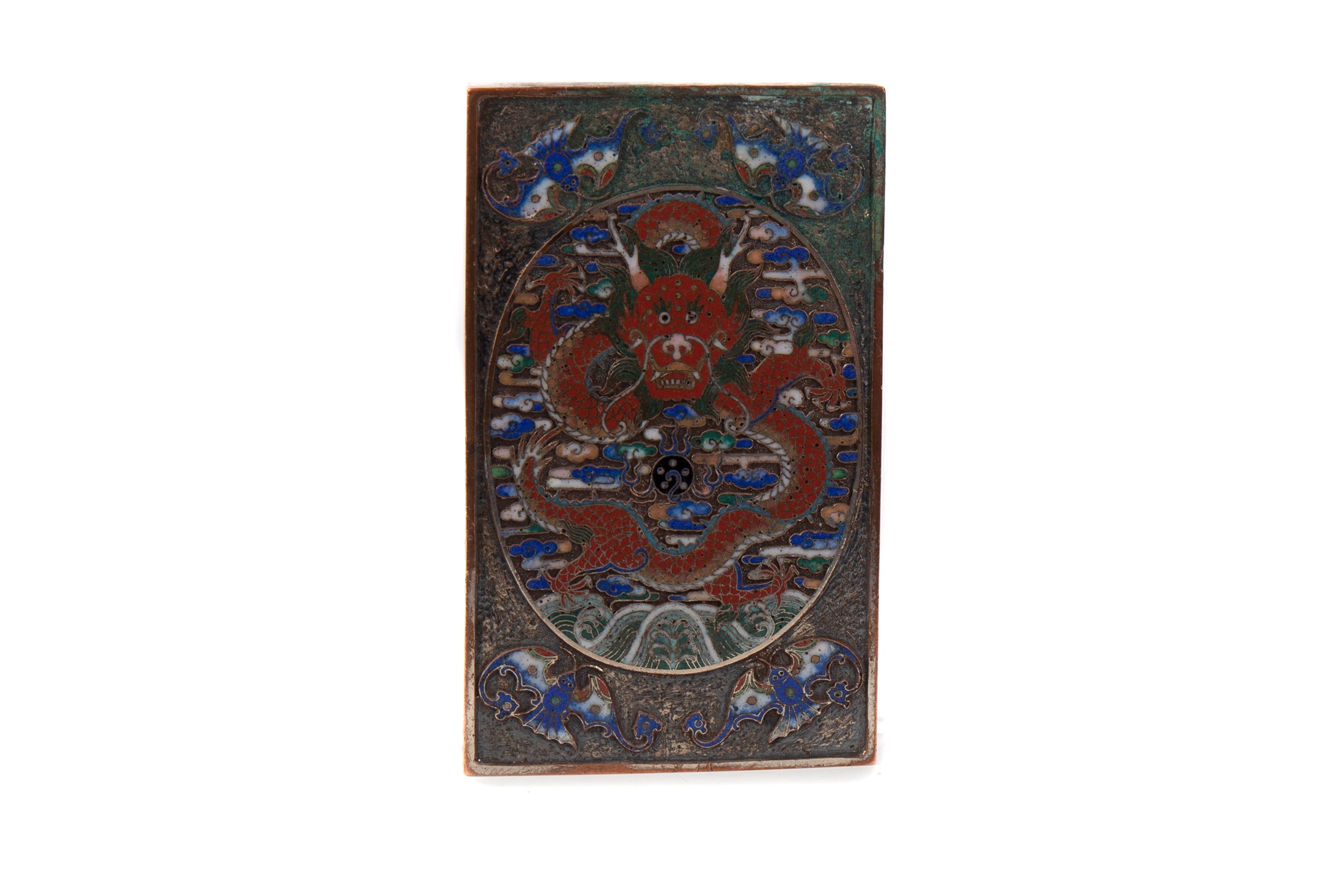 A CHINESE ENAMEL DESK WEIGHT