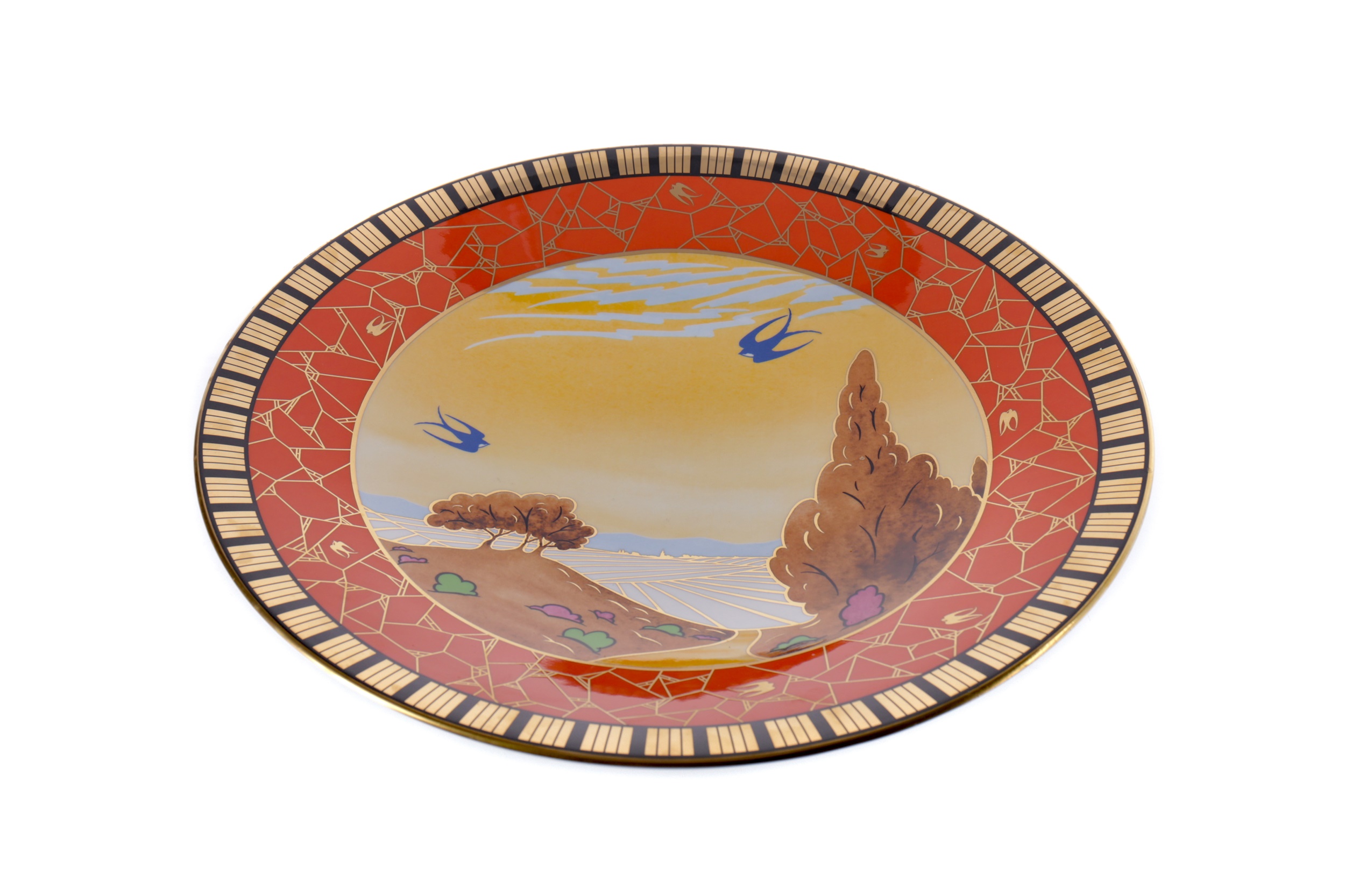 A ROYAL WORCESTER 'SWALLOWS AT DUSK' PEDESTAL BOWL