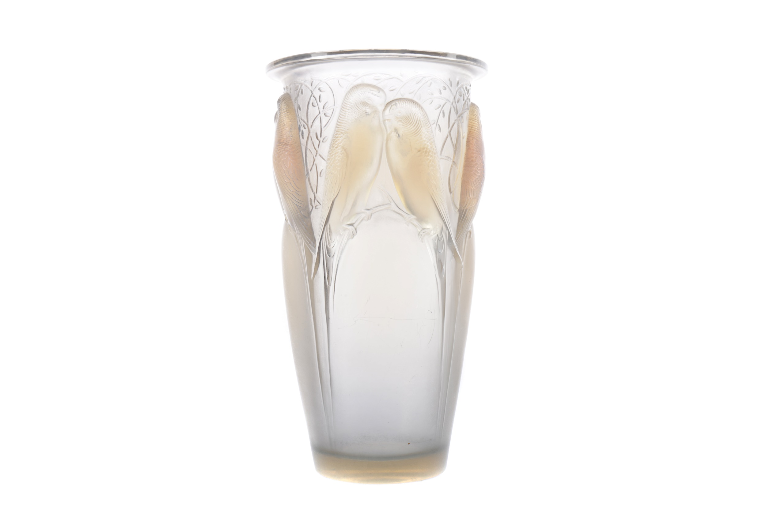A LALIQUE 'CEYLAN' PATTERN OPALESCENT GLASS VASE - Image 2 of 3