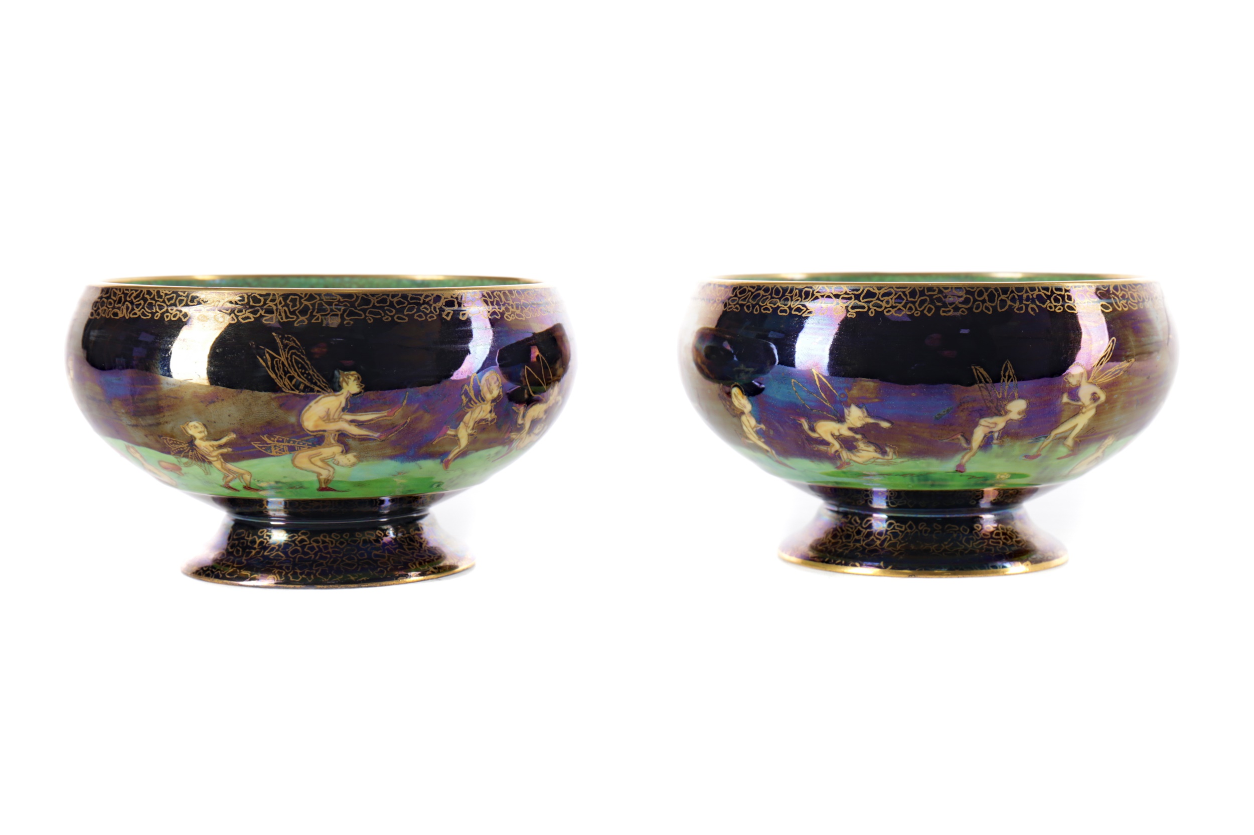 A PAIR OF WEDGWOOD FAIRYLAND LUSTRE BOWLS