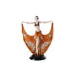 A GOLDSCHEIDER POTTERY ART DECO FIGURE OF A LADY, BY DAKON