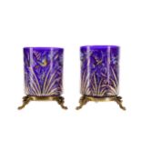 A PAIR OF LATE 19TH CENTURY MOSER BLUE GLASS VASES