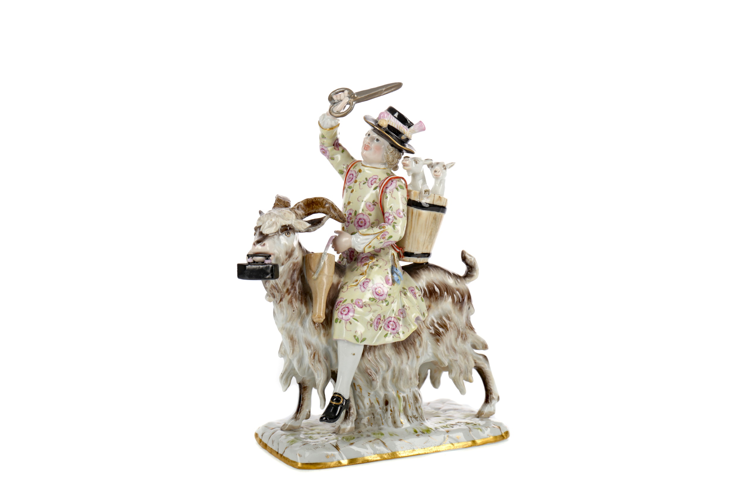 A 19TH CENTURY MEISSEN FIGURE OF COUNT BRUHL'S TAILOR