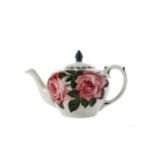 A BRISTOL POTTERY ROSE PAINTED TEA POT