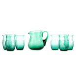 A GREEN GLASS LEMONADE SET