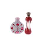 A LATE VICTORIAN PINK OVERLAID SCENT BOTTLE AND ANOTHER