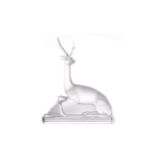 A LALIQUE MOULDED GLASS MODEL OF A STAG