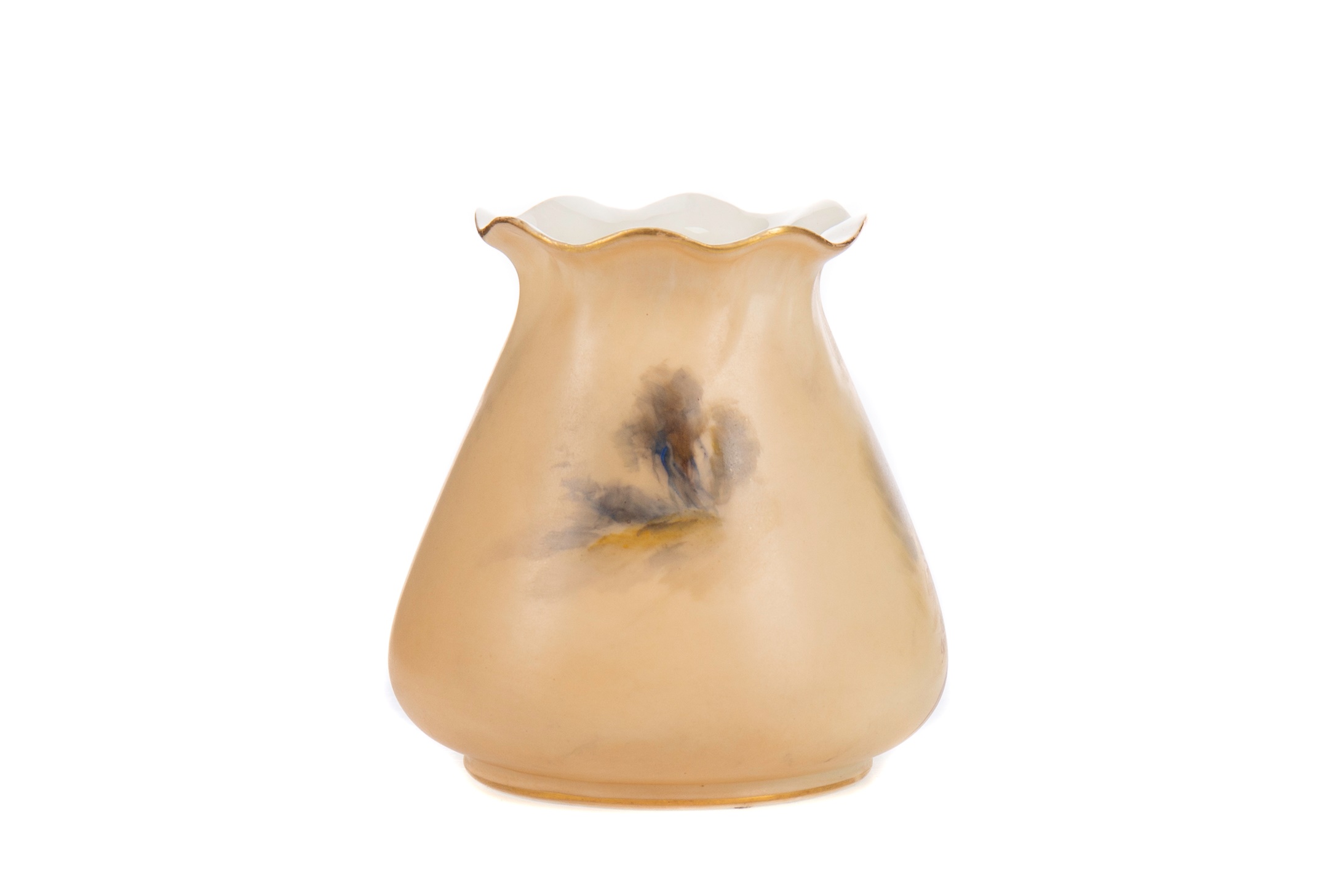 A SMALL ROYAL WORCESTER SQUAT TAPERED VASE BY JAMES STINTON - Image 2 of 2
