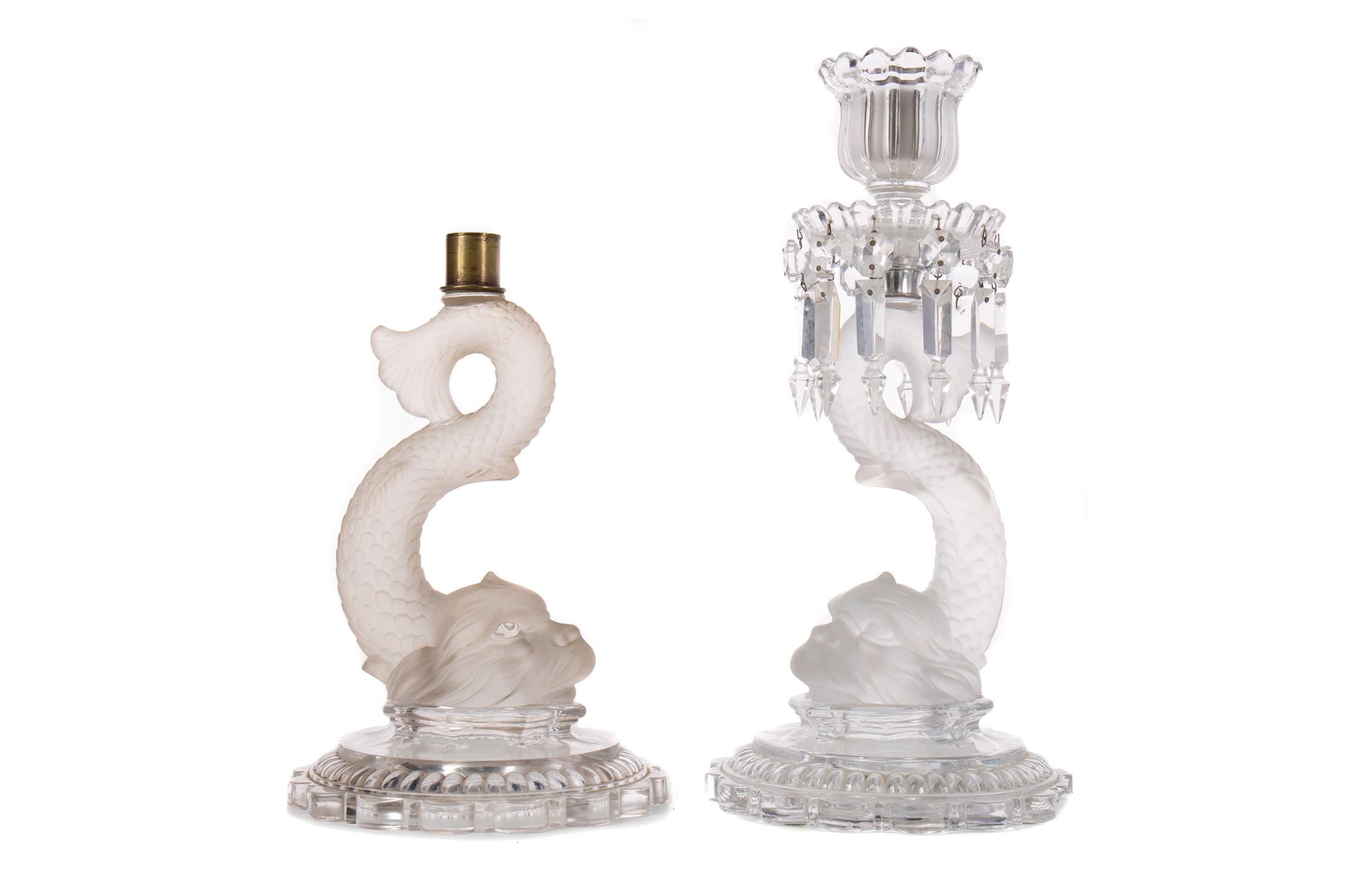 A PAIR OF BACCARAT CANDLESTICKS