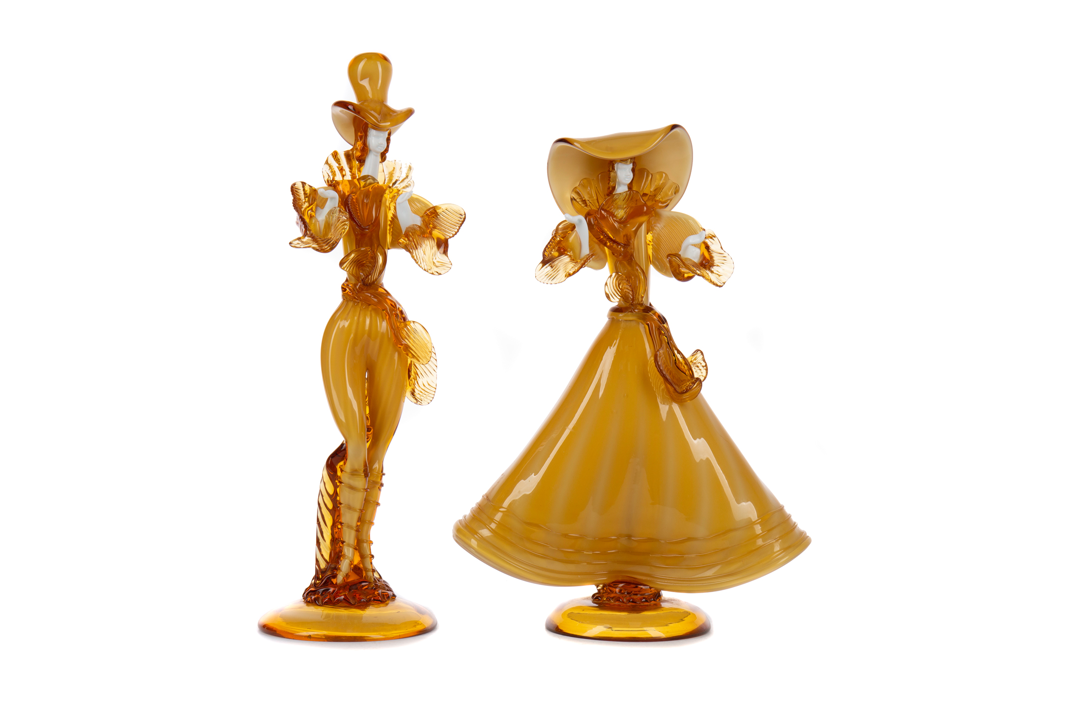 A PAIR OF MURANO GLASS FIGURES