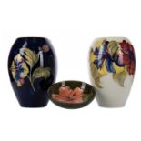 TWO WALTER MOORCROFT HIBISCUS VASES