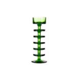 A GREEN GLASS CANDLESTICK BY RONALD STENNETT WILSON FOR WEDGWOOD